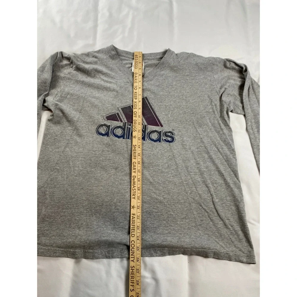 Adidas Long Sleeve T-Shirt Mens XL Gray Excellent Vintage Graphic Made in USA
